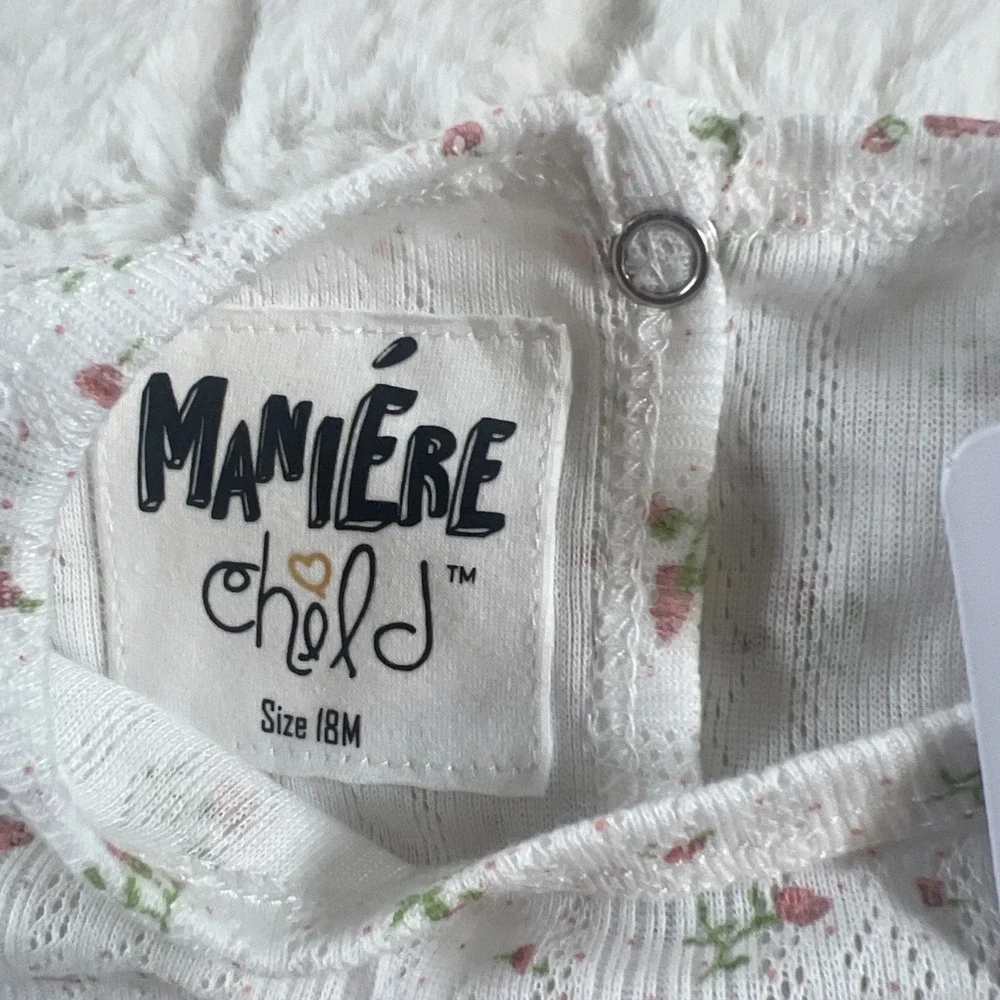 Maniere Knit Cotton Footed Sleeper Baby Girls' 18M White Floral Snap‎ Back